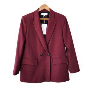 Zara Womens Oversized Double Breasted Blazer Maroon size S NWT Structured Jacket